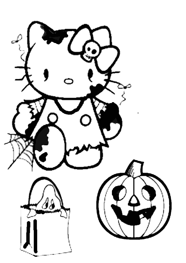 Ausmalbilder Halloween Hello kitty-10
